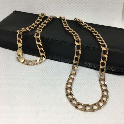 Square Link Mens Solid 9kt Gold Necklace