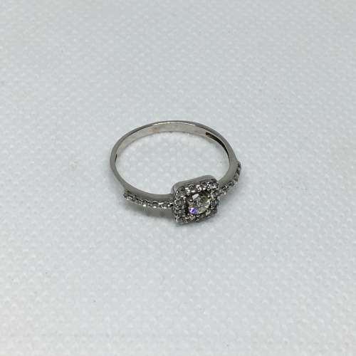 9ct White Gold & Diamond Ladies Ring