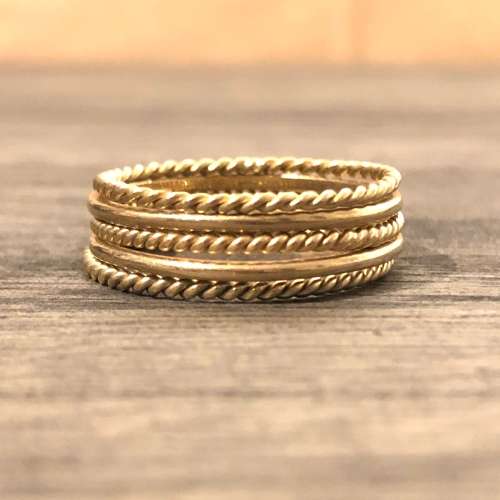 Yellow Gold Ladies Stack Ring Combo
