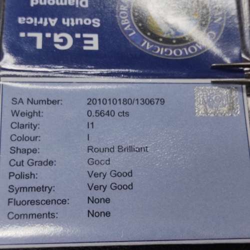 0.564 Ct Round Brilliant Natural Diamond