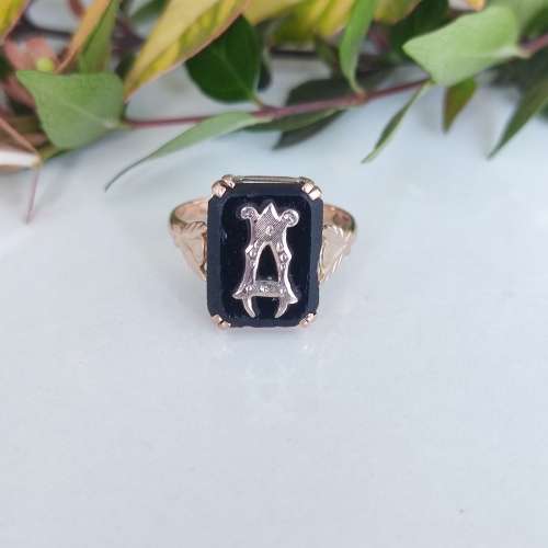 Vintage Onyx Ring #1008