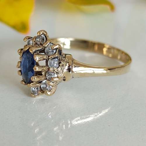 CZ and Yellow Gold Ring #1088