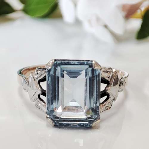 Blue Topaz & Gold Ring #1128
