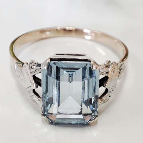 Blue Topaz & Gold Ring #1128