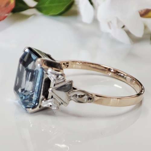Blue Topaz & Gold Ring #1128