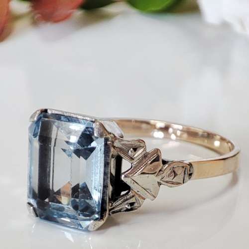 Blue Topaz & Gold Ring #1128