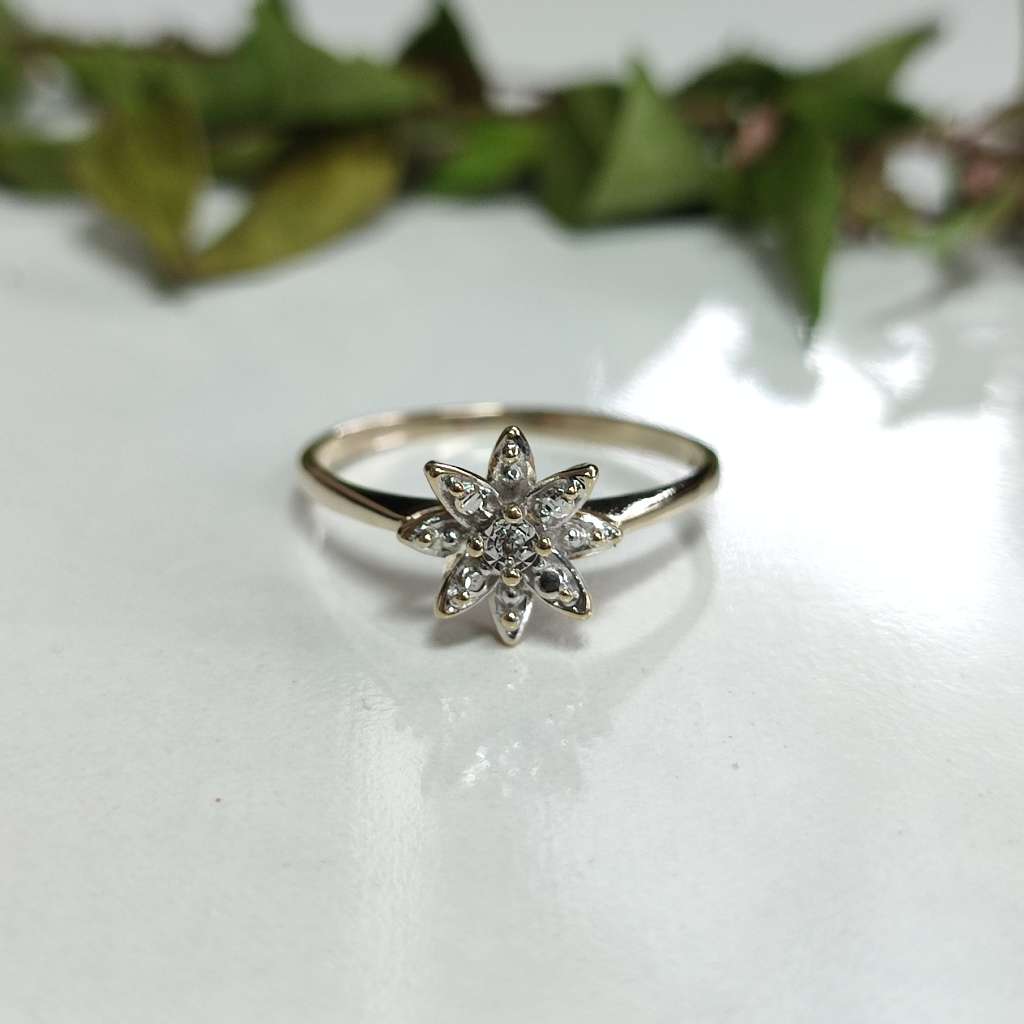 9kt Yellow Gold Star Diamond Ring #1148