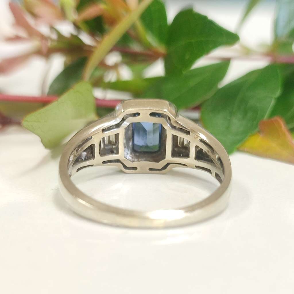 9kt White Gold + Sapphire & Diamonds Ring #1166