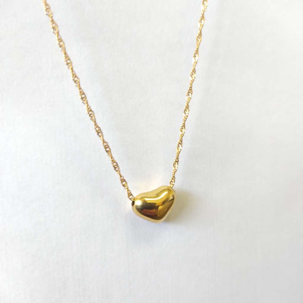 9ct Yellow Gold Necklace & Heart Pendant #cc002