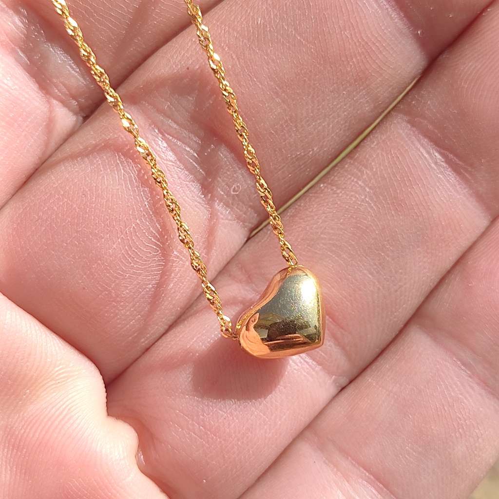 9ct Yellow Gold Necklace & Heart Pendant #cc002