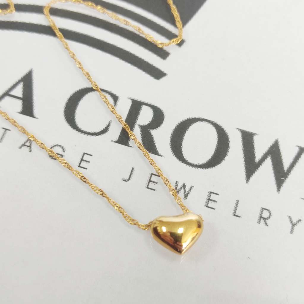 9ct Yellow Gold Necklace & Heart Pendant #cc002