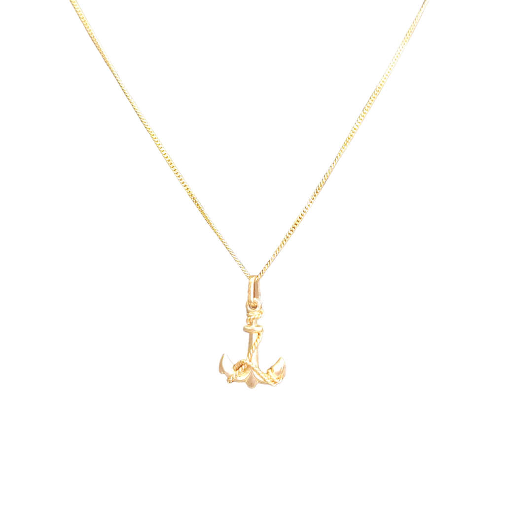 Solid Gold Necklace & Anchor Pendant #cc006