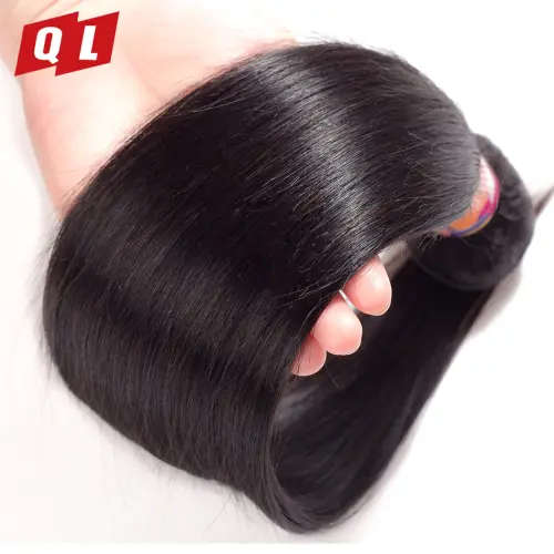 Brazilian Straight Human Hair Bundles with Closure (16, 18, 20 + 16 closure)