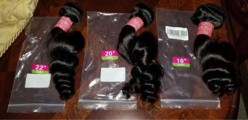 Brazilian Remy Loose Wave 2 Piece Bundles + Closure  ( 12, 12 & Closure 10)