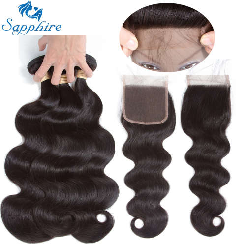 Brazilian Body Wave Human Hair Bundles with Closure (22, 22, 22 + 20 Closure)