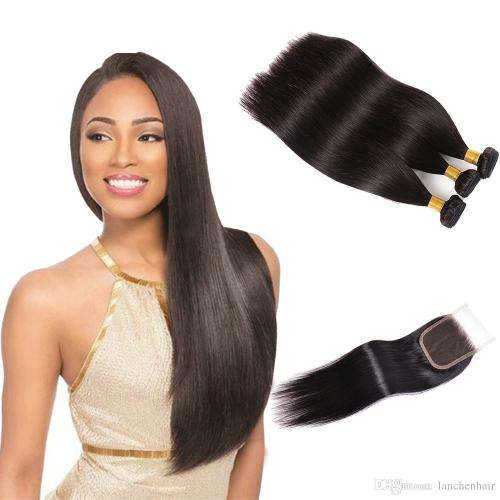 9A Brazilian Straight Bundles + Closure (18 inch)