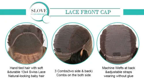 Lace Front 100% Peruvian Remy Human Hair Wig with Pre-Plucked Bleached Knots