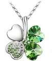 SILVER PLATED GREEN CLOVER NECKLACE