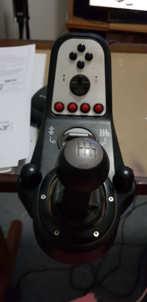 Logitech G29 Steering Wheel, pedals and modded Gear shifter.