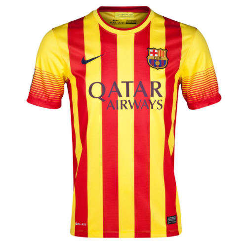 Original Mens NIKE 13/14 FC Barcelona Away Short Sleeve - X Large