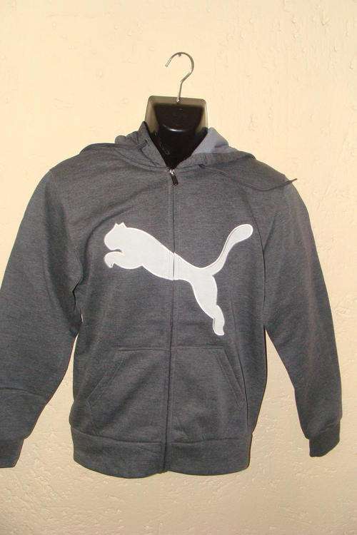 Unisex Winter Puma Inner Fleece Long Sleeve Hoodies Grey Large