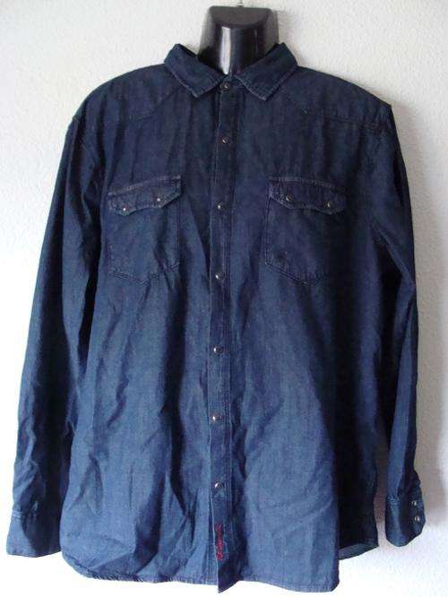 Original Mens Polo Brad Custom Fit Denim Long Sleeve Shirt - Large