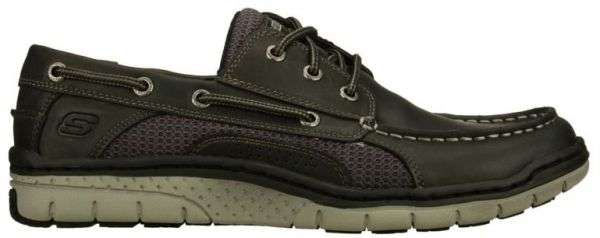 Original Mens SKECHERS Norris Stern Leather Upper - UK 10 (SA 10) (Black) Memory Foam