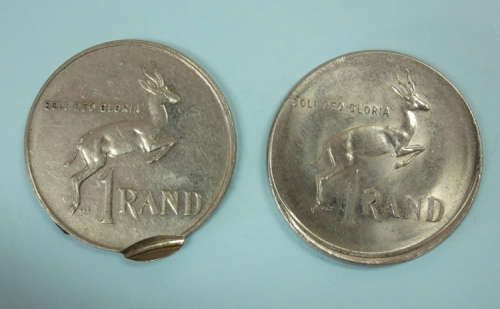 2 x Nickel One Rand Error Misstrike Coins