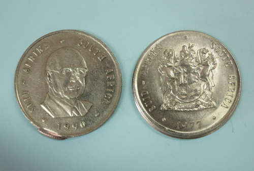 2 x Nickel One Rand Error Misstrike Coins