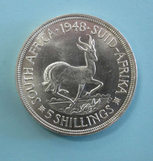 1948 South Africa SILVER 5 Shillings Coin