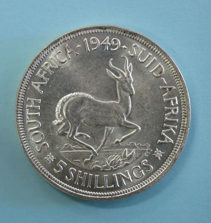 1949 South Africa SILVER 5 Shillings Coin
