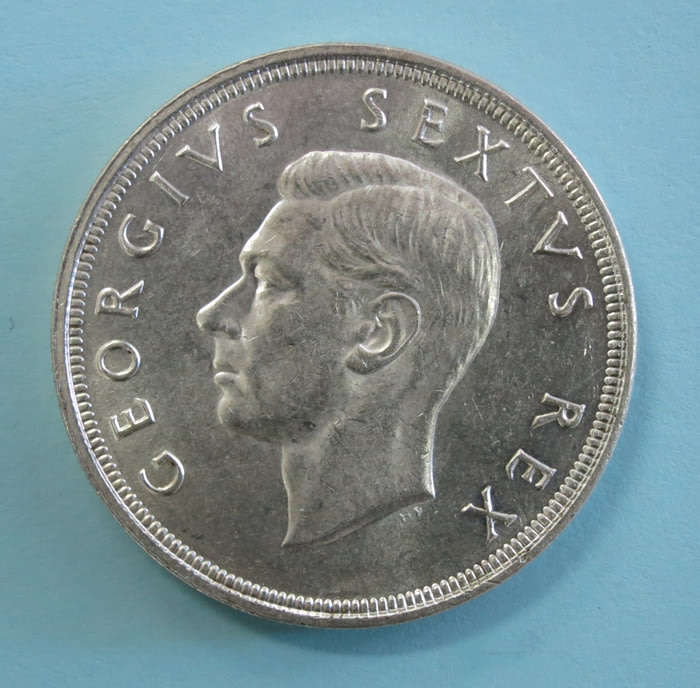 1949 South Africa SILVER 5 Shillings Coin