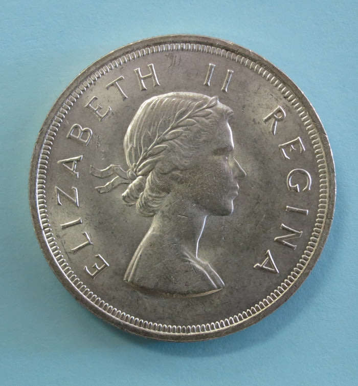1955 South Africa SILVER 5 Shillings Coin