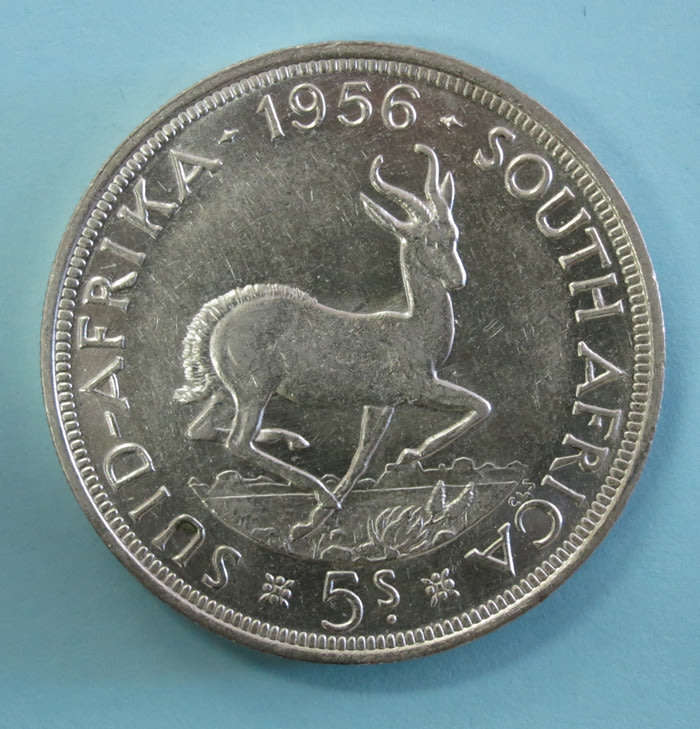 1956 South Africa SILVER 5 Shillings Coin