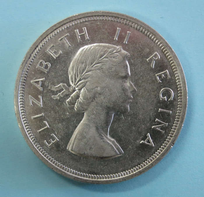 1956 South Africa SILVER 5 Shillings Coin
