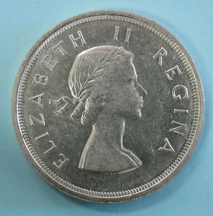 1957 South Africa SILVER 5 Shillings Coin