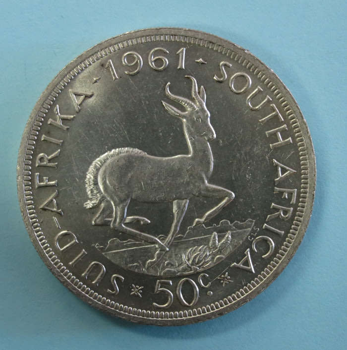 1961 South Africa SILVER 50 Cents Coin