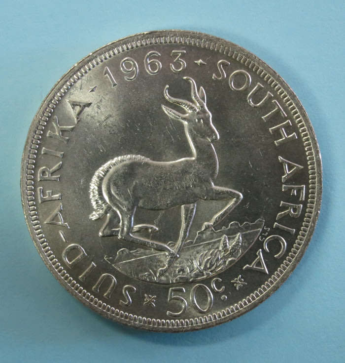 1963 South Africa SILVER 50 Cents Coin