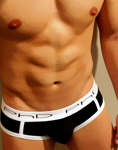 PhD Briefs - Black with White Trim