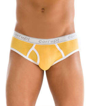 Corrupt Borgata Briefs - Yellow with White Trim