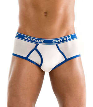 Corrupt Goodfellas Briefs - White with Blue Trim