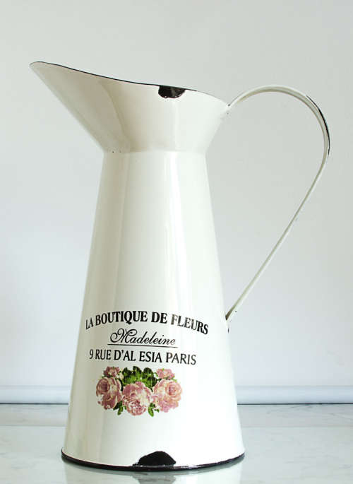 VINTAGE STYLE LA BOUTIQUE DE FLEURS DISTRESSED ENAMEL JUG