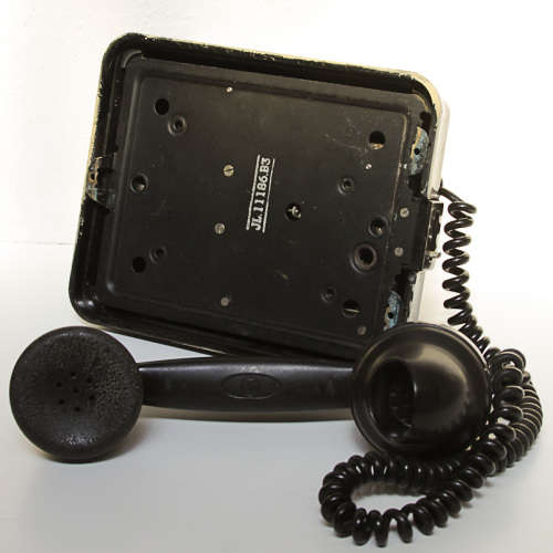 VINTAGE - BLACK WALL MOUNT BAKELITE TELEPHONE - ATM