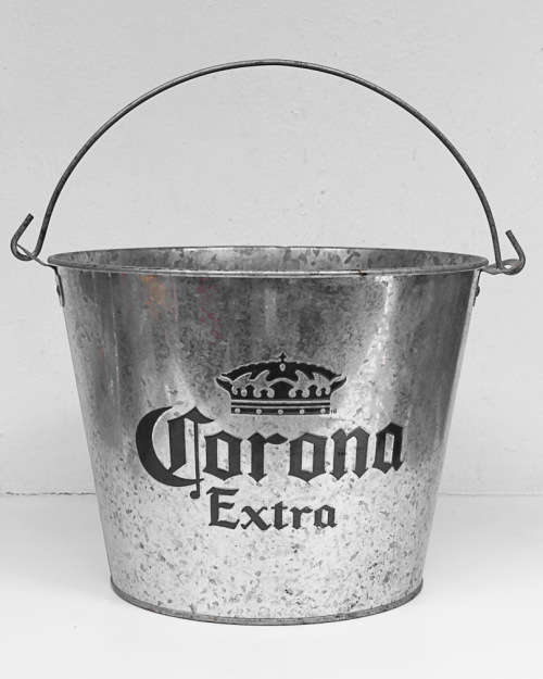 BOS ICE TEA YELLOW AND CORONA METAL BUCKETS, 1 LOT