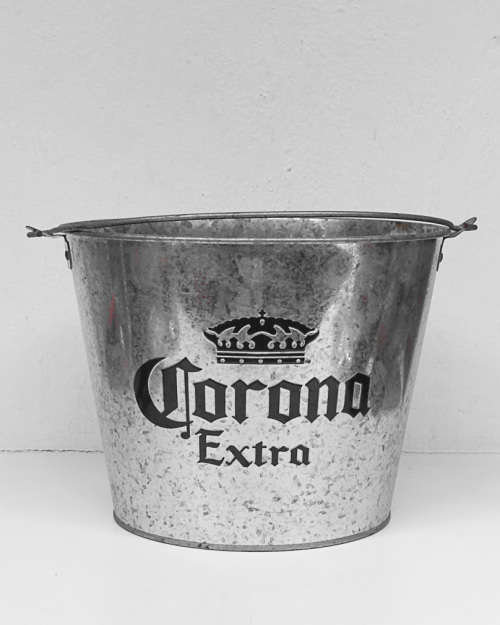 BOS ICE TEA YELLOW AND CORONA METAL BUCKETS, 1 LOT
