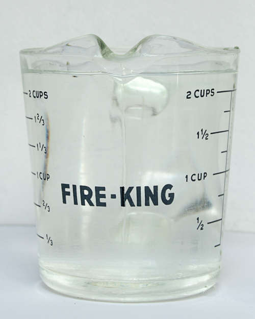 TWO VINTAGE FIRE-KING 2 CUP JUGS, 1 LOT