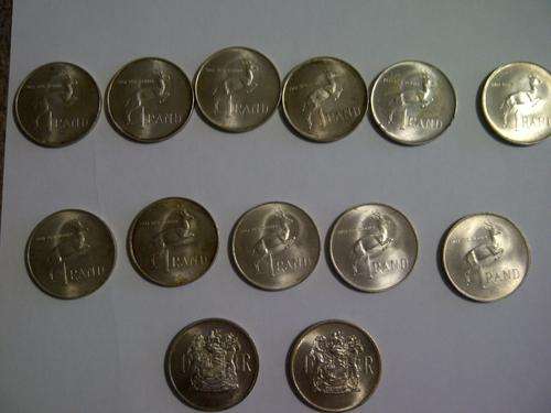 1966, 1967 and 1969 R1 silver coins - 13 in total