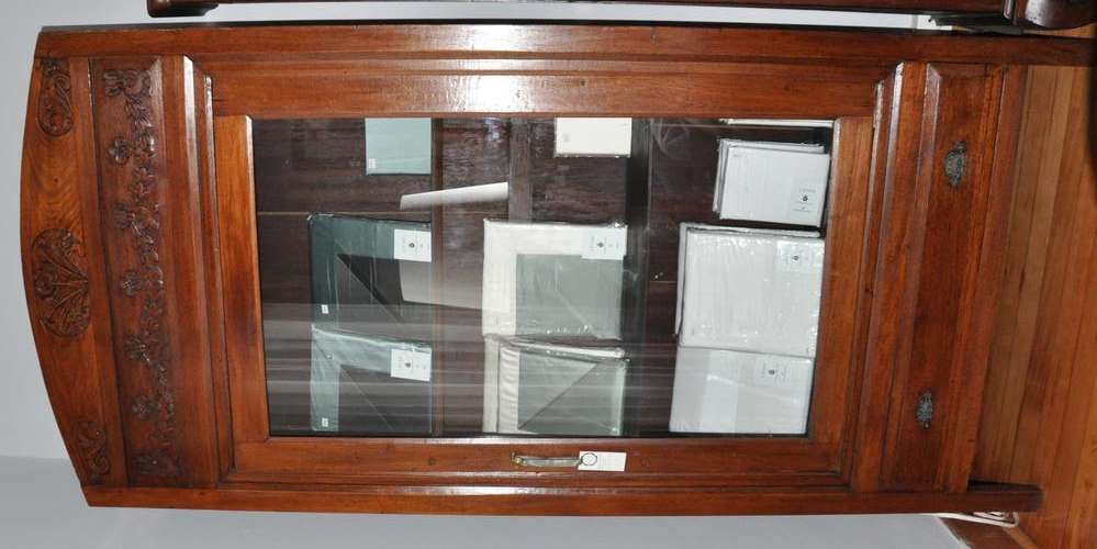 French Colonial Cupboard - Subtle Carving, Glass Panelled Door, Perfectly Preserved from late 1800's