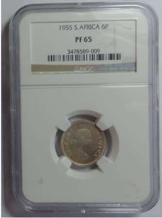 1955 Six Pence PF65 For Sale.