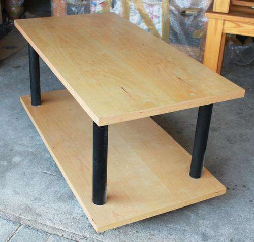 Wooden table on wheels